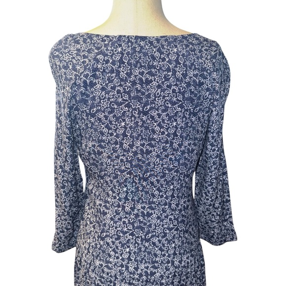 GARNET HILL Paisley V-Neck 3/4 Sleeves A-Line Lagenlook Boho Midi Dress Size 4 - Picture 11 of 16